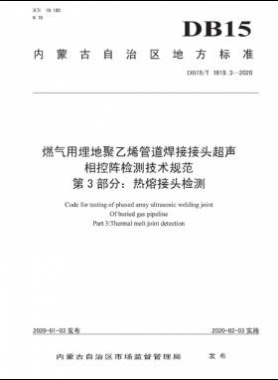 燃?xì)庥寐竦鼐垡蚁┕艿篮附咏宇^超聲相控陣檢測(cè)技術(shù)規(guī)范 第3部分：熱熔接頭檢測(cè) DB15∕T 1819.3-2020