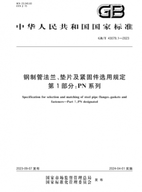 鋼制管法蘭、墊片及緊固件選用規(guī)定 第1部分：PN系列國(guó)標(biāo)/T 43079.1-2023