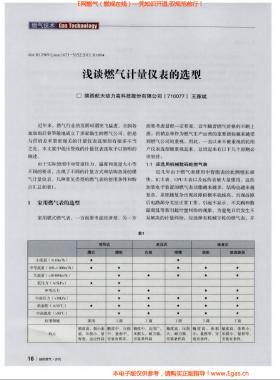 淺談燃?xì)庥嬃績x表的選型