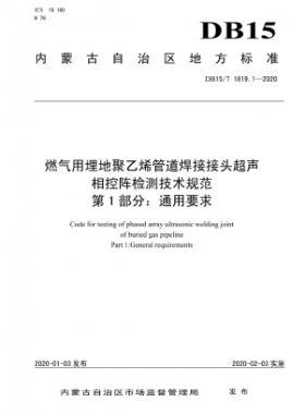 燃?xì)庥寐竦鼐垡蚁┕艿篮附咏宇^超聲相控陣檢測(cè)技術(shù)規(guī)范 第1部分：通用要求 DB15∕T 1819.1-2020