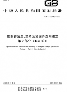 鋼制管法蘭、墊片及緊固件選用規(guī)定 第2部分：Class系列國(guó)標(biāo)/T 43079.2-2023