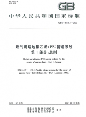燃?xì)庥寐竦鼐垡蚁≒E）管道系統(tǒng) 第1部分：總則國標(biāo)/T 15558.1-2023